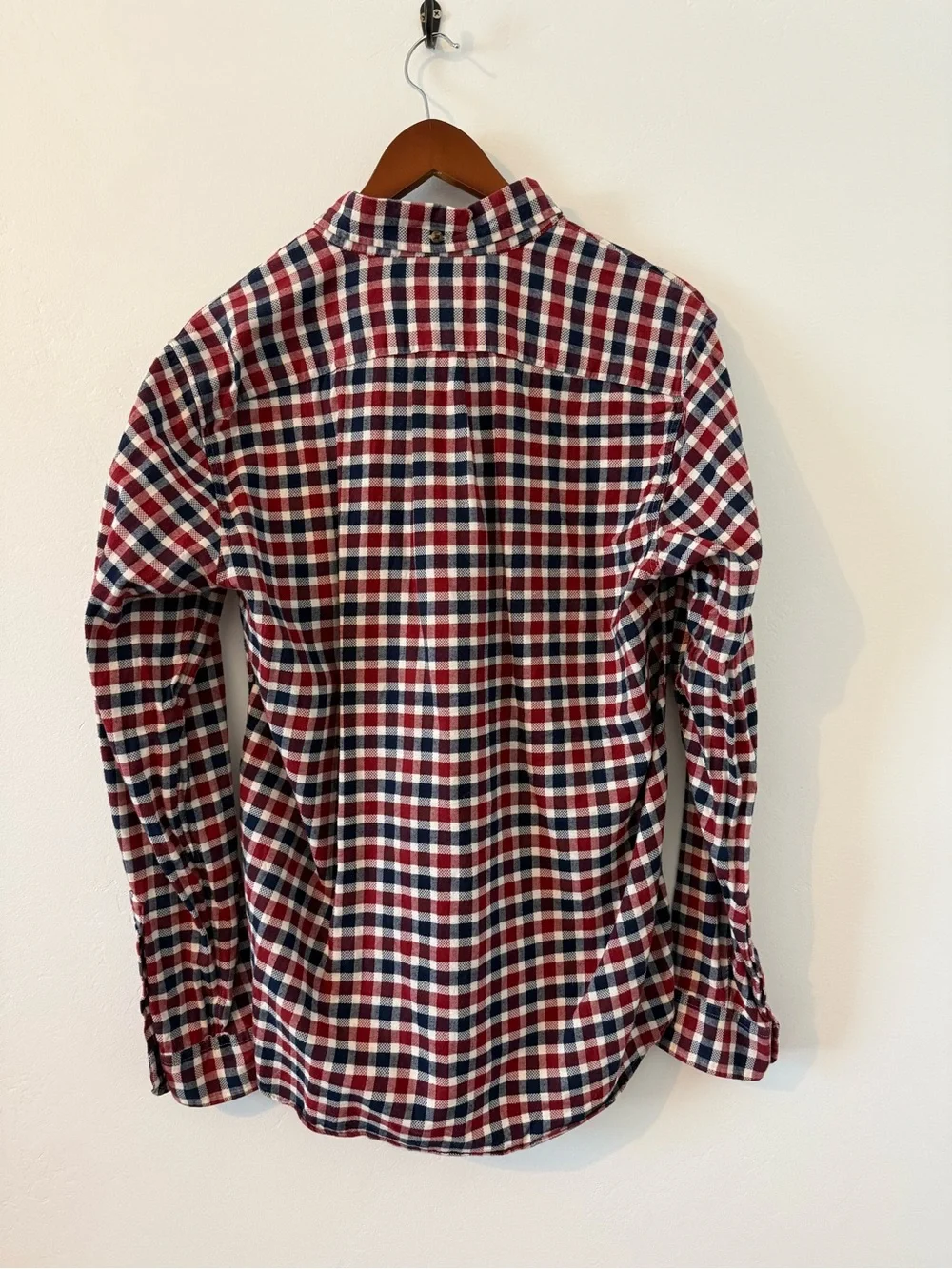 J. Crew - Men’s M - Slim - Red, Navy and White Plaid Brushed Twill Button-Down